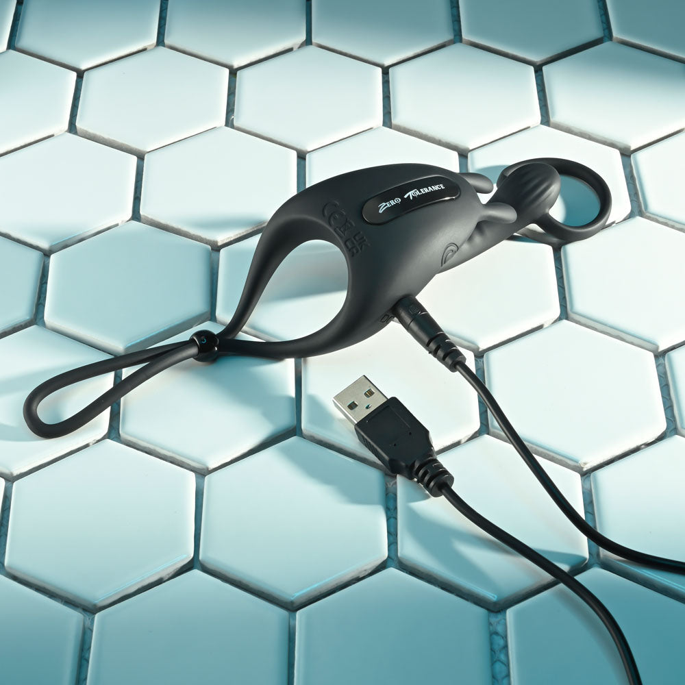 Zero Tolerance SADDLE UP - Black USB Rechargeable Vibrating Cock & Ball Rings Zero Tolerance