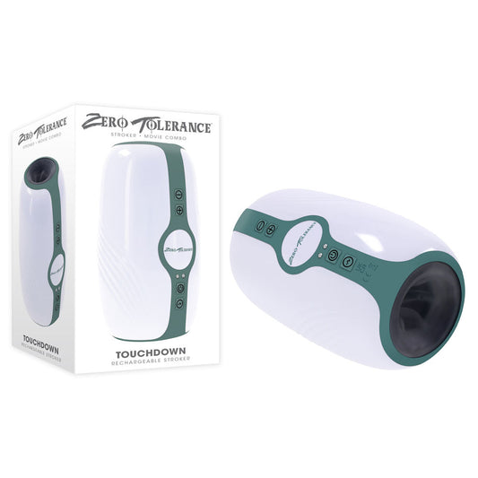 Zero Tolerance TOUCHDOWN - White 15 cm USB Rechargeable Vibrating & Tightening Stroker White - Club X