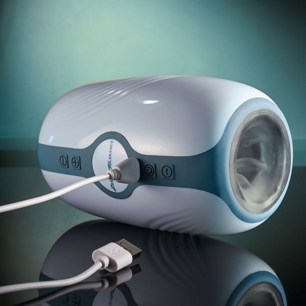 Zero Tolerance TOUCHDOWN - White 15 cm USB Rechargeable Vibrating & Tightening Stroker Zero Tolerance
