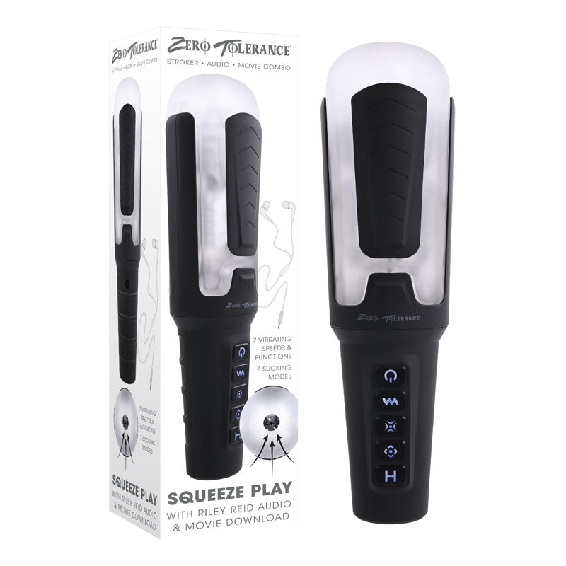 Zero Tolerance SQUEEZE PLAY WITH RILEY REID - USB Rechargeable Sucking & Vibrating Masturbator Clear - Club X