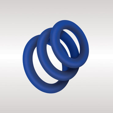 Zolo Extra Thick Silicone Cock Rings 3-Pack - Blue Thick Cock Rings - Set of 3 Sizes Zolo