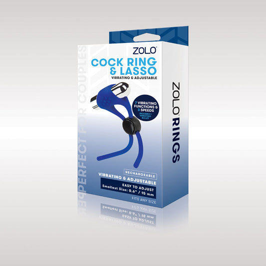 Zolo Rechargeable Cock Ring & Lasso - Blue USB Rechargeable Adjustable Cock Ring Zolo