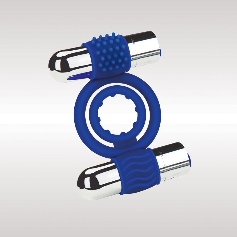 Zolo Rechargeable Duo Vibrating C-Ring - Blue USB Rechargeable Dual Vibrating Cock Ring Zolo