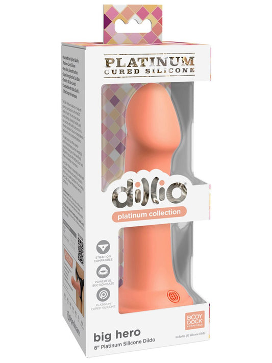 Dillio Platinum Big Hero 6in Peach Dildo - Club X