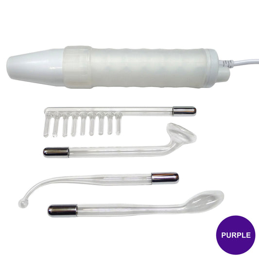 KinkLab Neon Wand Electrosex Kit - Purple E-Stim Kit - 5 Piece Set - Club X