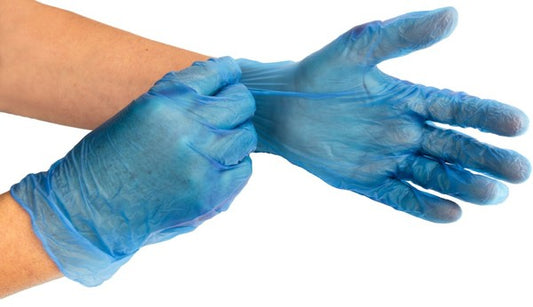 100 X Disposable Vinyl Gloves - Blue (Medium)  - Club X