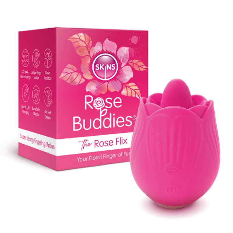 Skins Rose Buddies - The Rose Flix - Pink USB Rechargeable Flicking Rose Stimulator Creative Conceptions