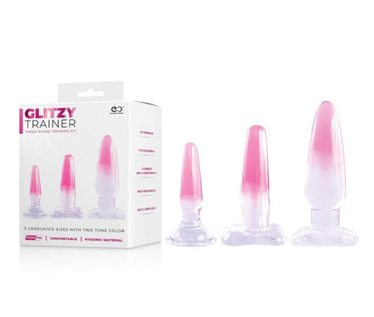Excellent Power Glitzy Trainer 3 in 1 anal trainer kit Pink - ClubX Australia