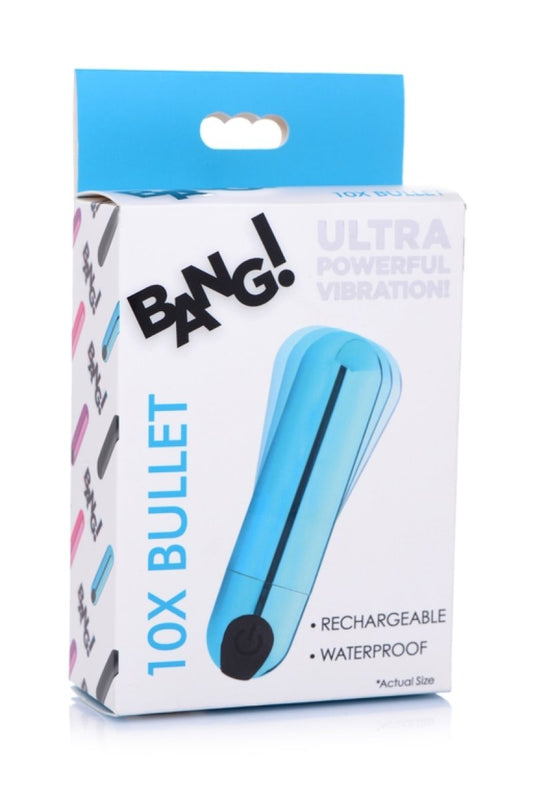 Bang! 10X Rechargeable Vibrating Metallic Bullet - Blue XR Brands