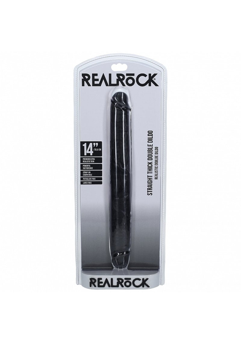 REALROCK 35cm Thick Double Dildo - Black - Black 35 cm (14'') Thick Double Dong Shots Toys