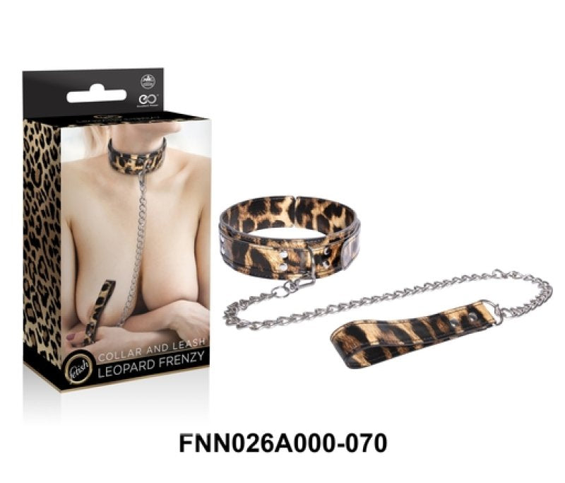 Leopard Frenzy collar and leash bondage set - ClubX Australia