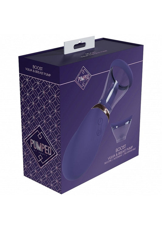 Shots Pumped - Boost - Automatic - 13-Speed - Silicone - Rechargeable Vulva & Breast Pump - Purple Shots