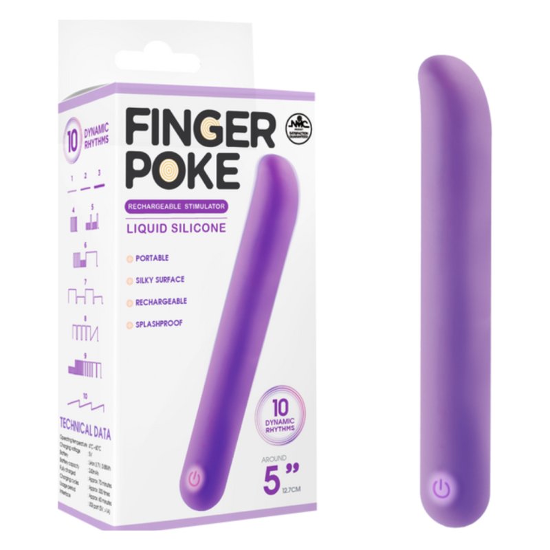 Finger Poke - Purple - Purple 12.7 cm USB Rechargeable Bullet Excellent Power