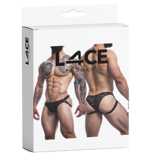 Cut For Men L4ce Jockstrap Capri Black- X-Large Cut For Men