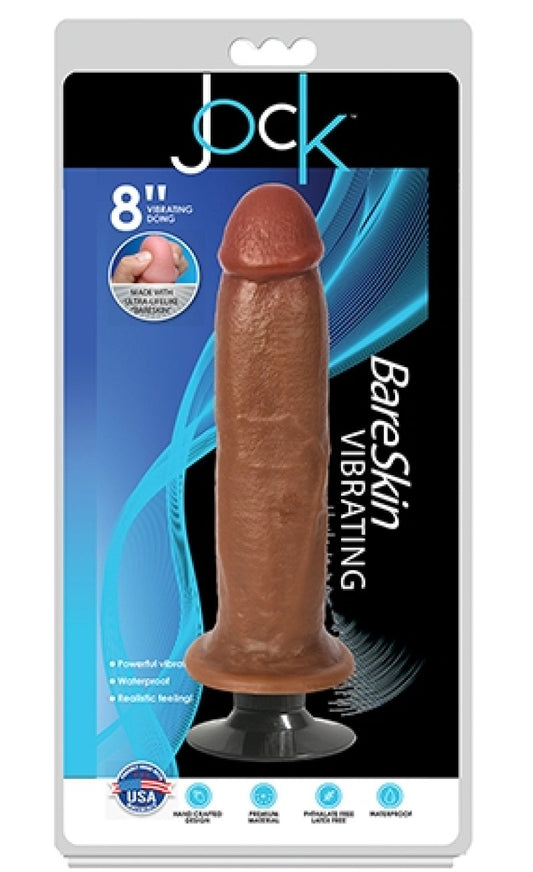 Jock 8" Bareskin Vibrating Dong No Balls Latte Curve Toys