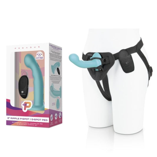 Pegasus 6” Remote Control Ripple P-Spot G-Spot Silicone Peg with Harness included Electric Eel, Inc