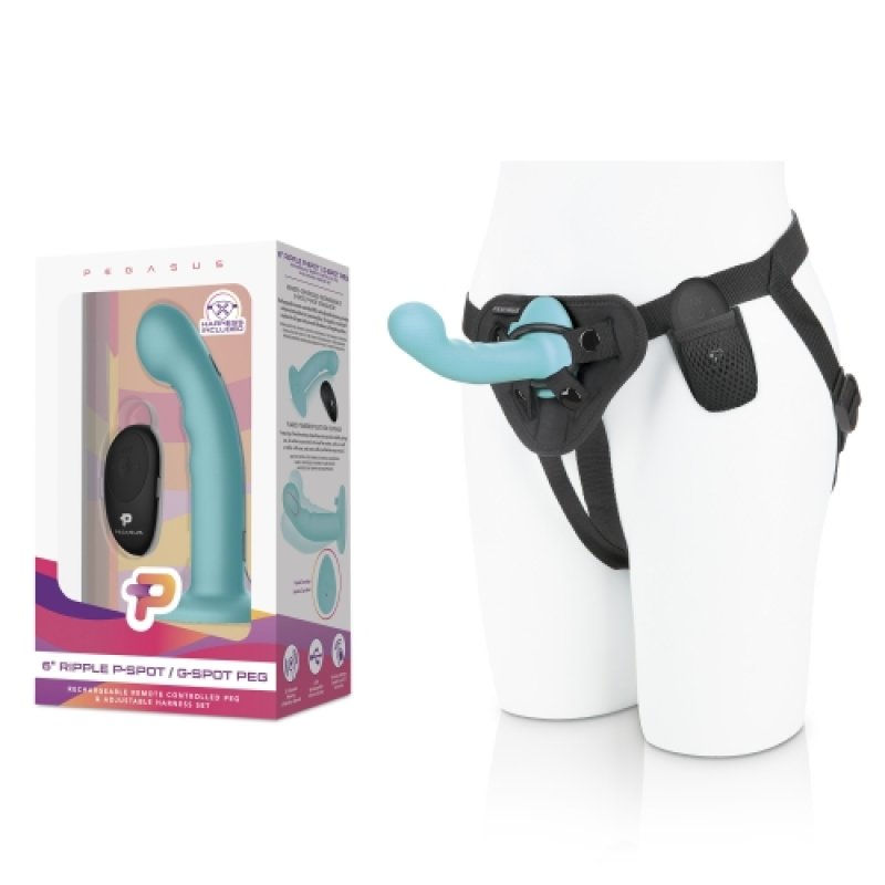 Pegasus 6” Remote Control Ripple P-Spot G-Spot Silicone Peg with Harness included Electric Eel, Inc
