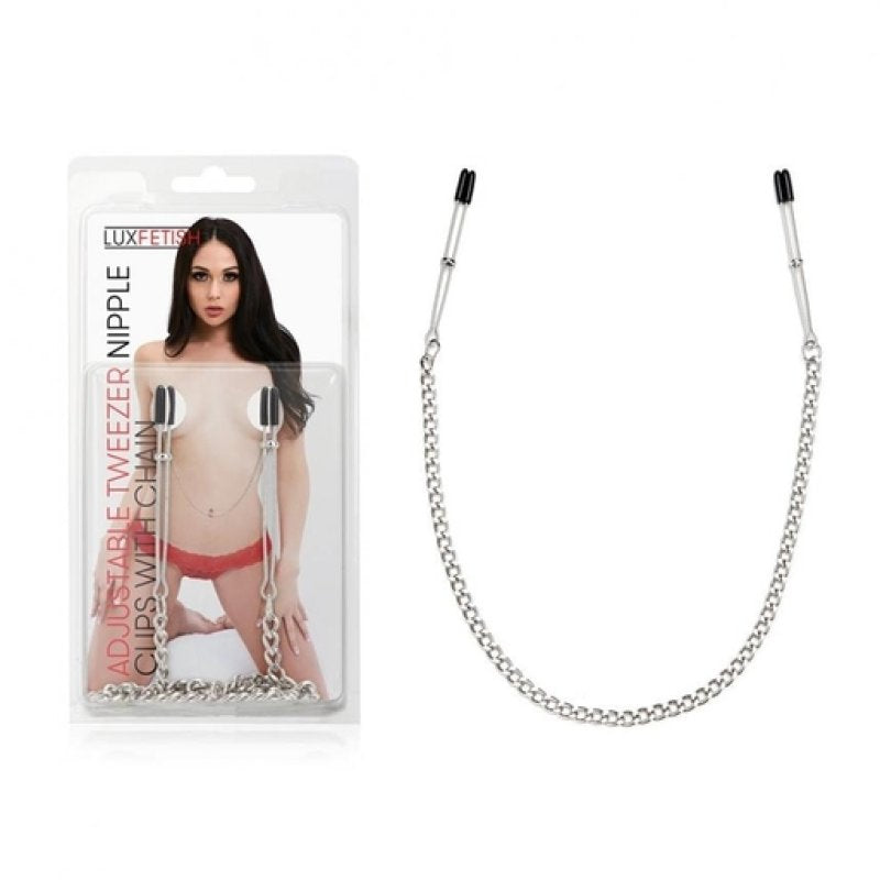 Lux Fetish Adjustable Tweezer Nipple Clips With Chain Bondage Gear Electric Eel, Inc