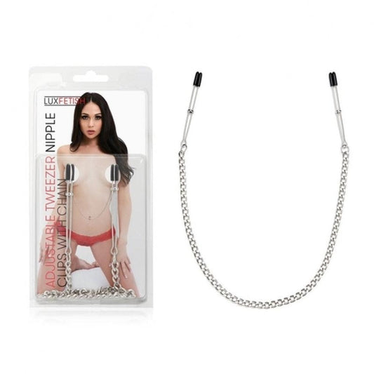 Lux Fetish Adjustable Tweezer Nipple Clips With Chain Bondage Gear Electric Eel, Inc