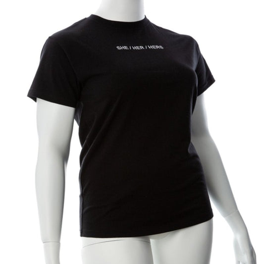 Gender Fluid Pronoun She Tee Shirt XL Black - ClubX Australia