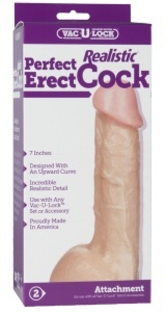 Doc Johnson Vac-U-Lock Attachment - Perfect Realistic Erect Cock 7" Dildo Doc Johnson