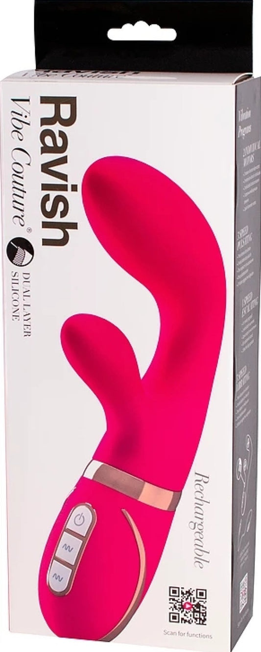Vibe Couture Ravish Pink rabbit vibrator with flexible tip - ClubX Australia