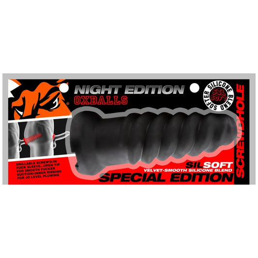 Oxballs Screwdhole screw'd-in open tip masturbator plus+SILICONE™ special edition Night OXBalls