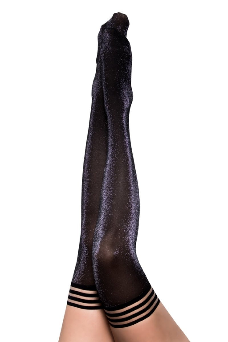 Kixies KAYLEE Grey Shimmer Thigh Highs - Grey Shimmer Stockings - Size A Kixies