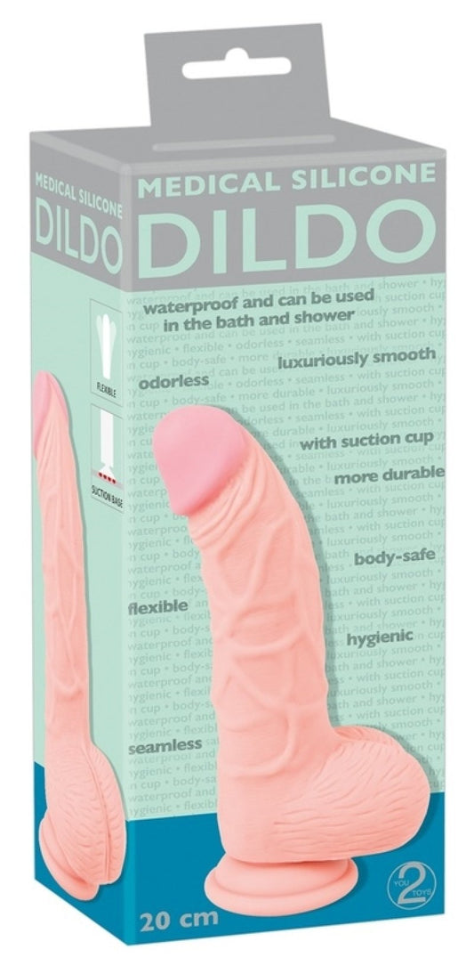 You2Toys Medical Silicone Curved Dildo Flesh 8in - ClubX Australia