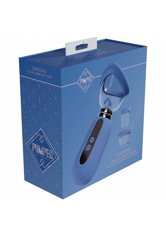Shots Pumped - Delightful - Automatic - 5 Speed - Silicone - Rechargeable Vulva, Clitoral, Nipple & Breast - Blue Shots