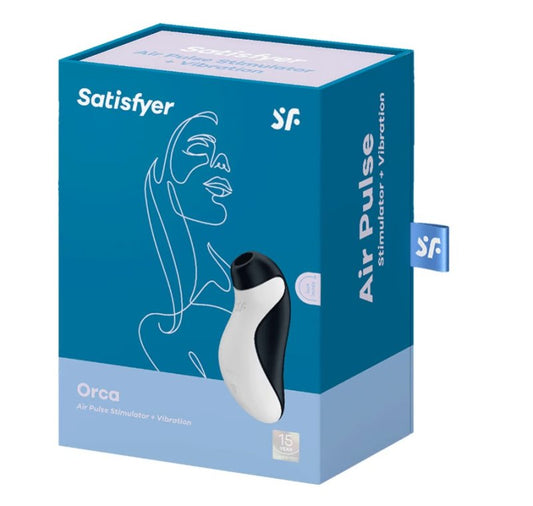 Satisfyer Orca, Black and White air pulse vibrator - ClubX Australia