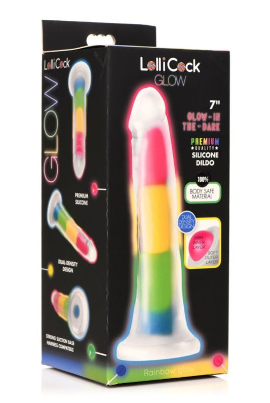 Lollicock 7" Glow-in-the-Dark Silicone Dildo Rainbow Curve Toys