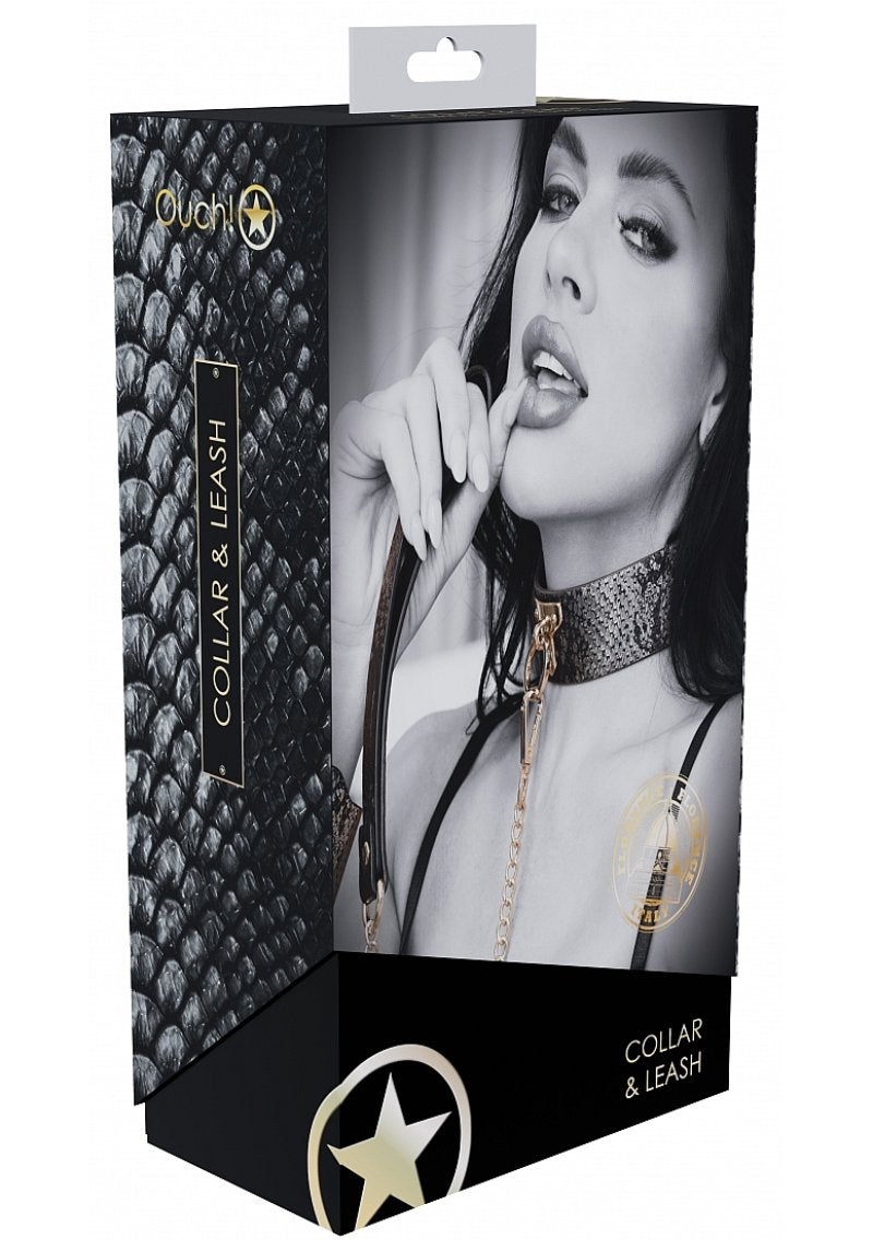 OUCH! Florence Collection - Collar with Leash - Black Restraint Shots Toys