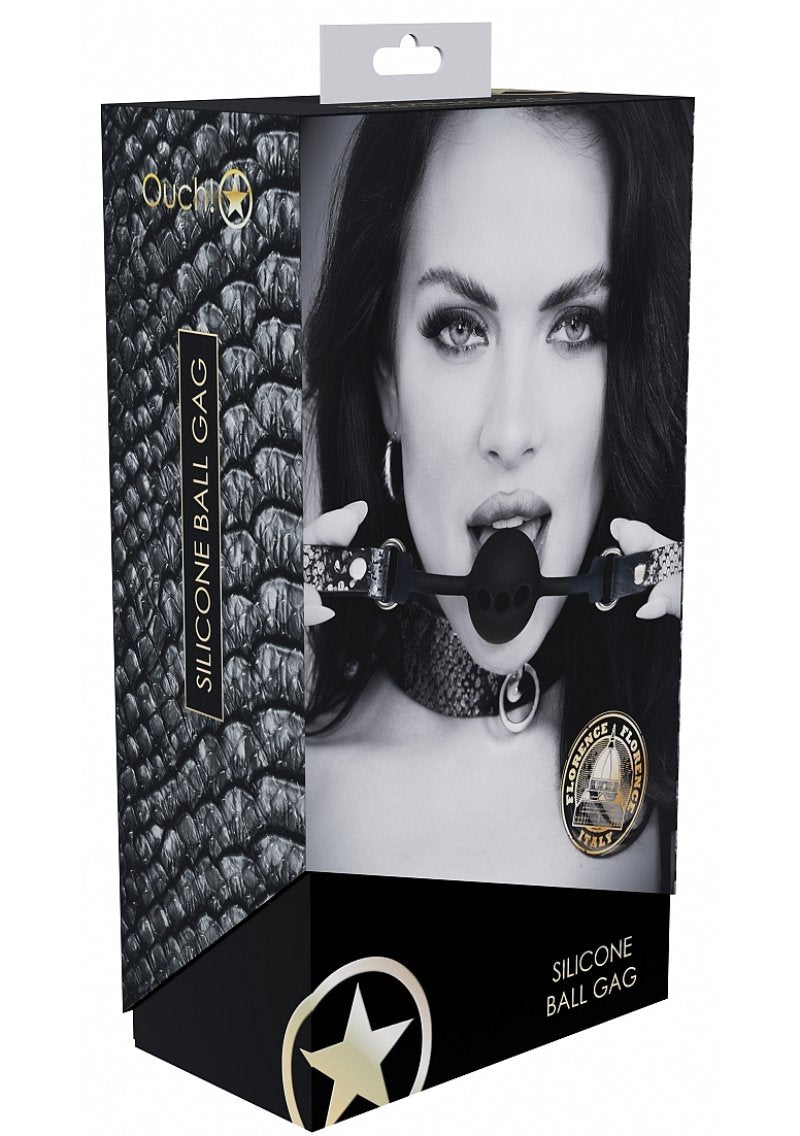 OUCH! Florence Collection - Silicone Ball Gag - Black Breathable Mouth Restraint Shots Toys