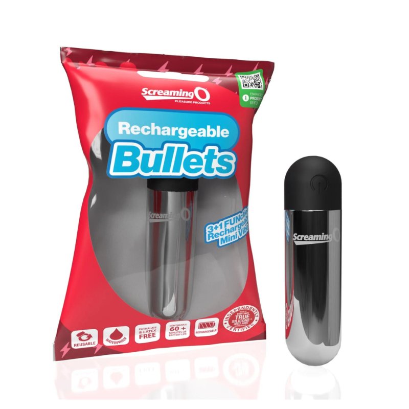 Screaming O rechargeable bullet vibrator silver - ClubX Australia