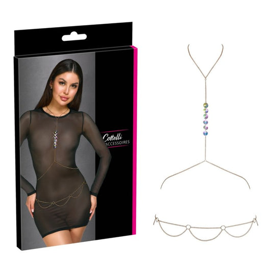 Orion Cottelli Gold Body Chain Hologram Gems - ClubX Australia