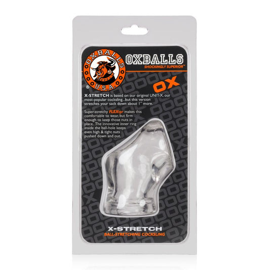 Oxballs Unit-X Stretch sporty sleek cocksling w/ extended ballstretcher base Clear Cock Ring OXBalls