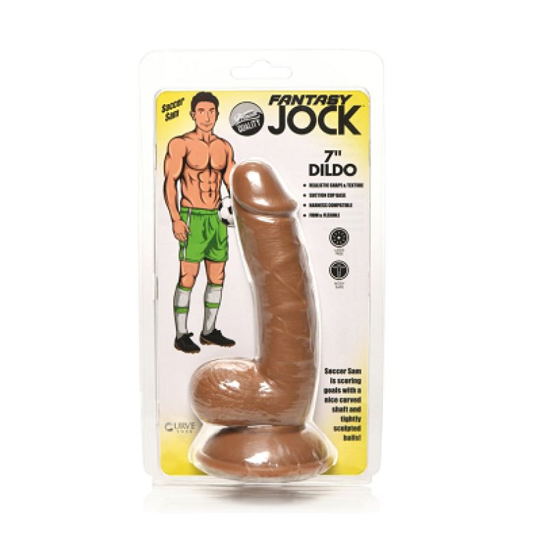 Fantasy JOCK Soccer Sam 7" Dark Dildo with Balls Curve Toys