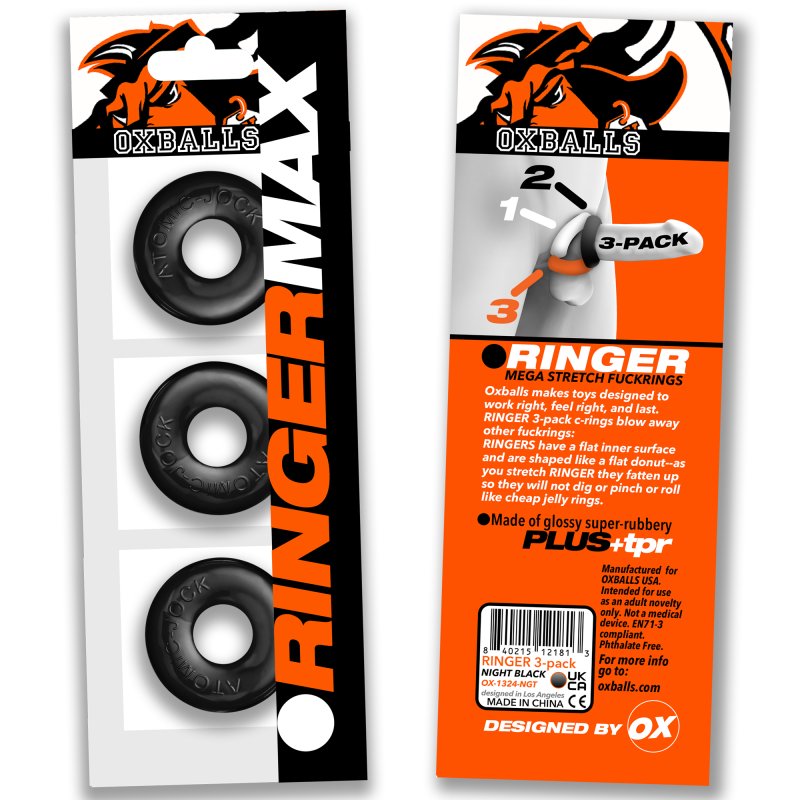 Ringer Max 3 Pc Cockring Set Black Club X