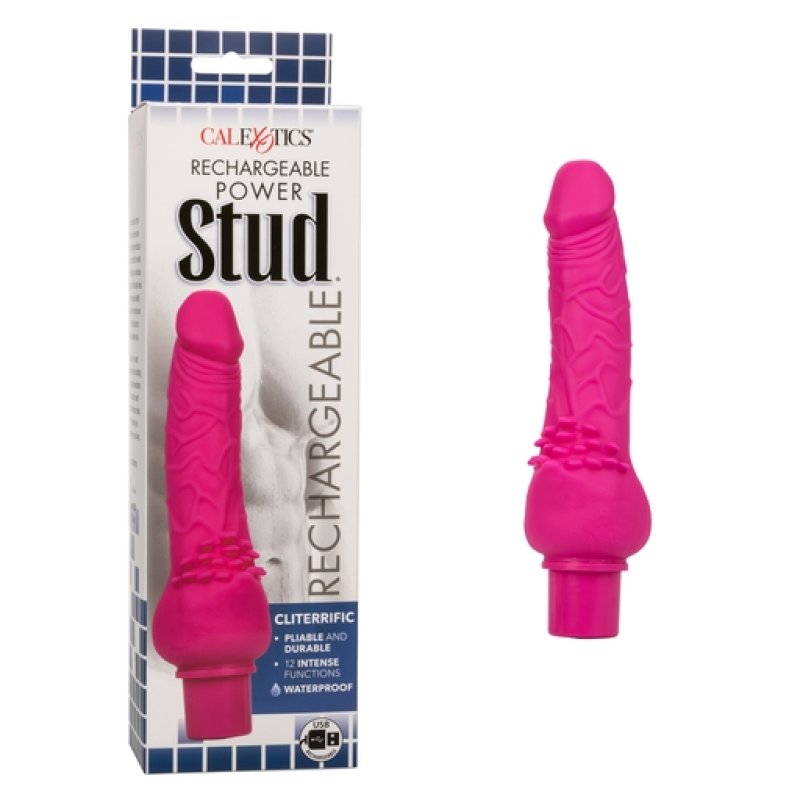 Calexotics Power Stud Cliterrific rechargeable pink vibrating dildo - ClubX Australia