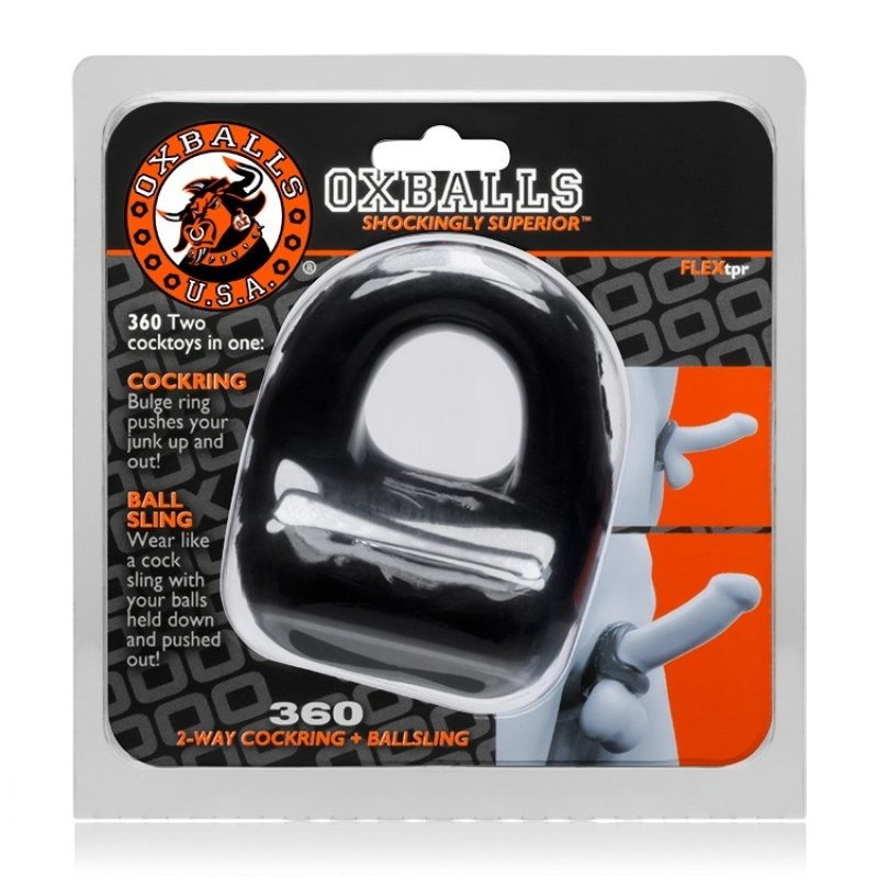 360 Cockring And Ballsling Black OxBalls
