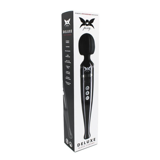 Pixey Deluxe Black Chrome flagship wand vibrator - ClubX Australia