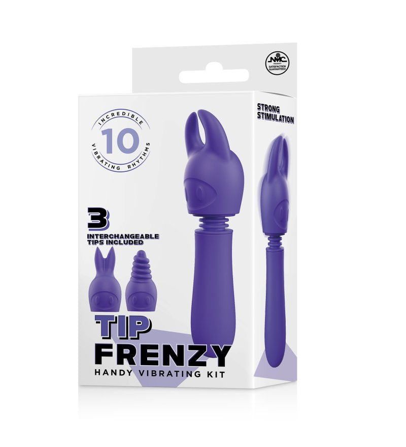 Excellent Power Tip Frenzy silicone vibe with interchangeable tips Purple - ClubX Australia