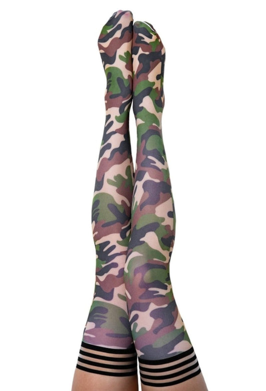 Kixies Alex Camo Thigh-High Stockings Size D - ClubX Australia