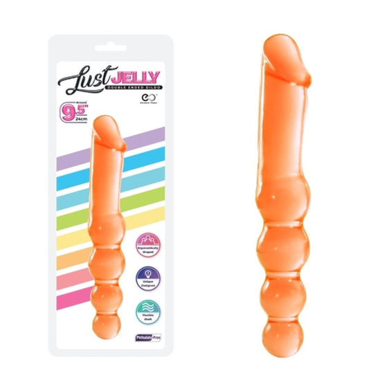Excellent Power Lust Jelly 9.5 inch double dong Orange - ClubX Australia
