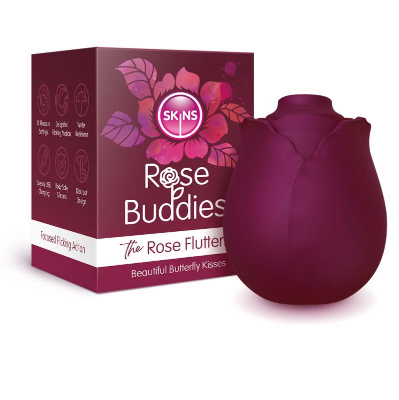 Skins Rose Buddies - The Rose Flutterz - Purple USB Rechargeable Flicking Rose Stimulator Creative Conceptions