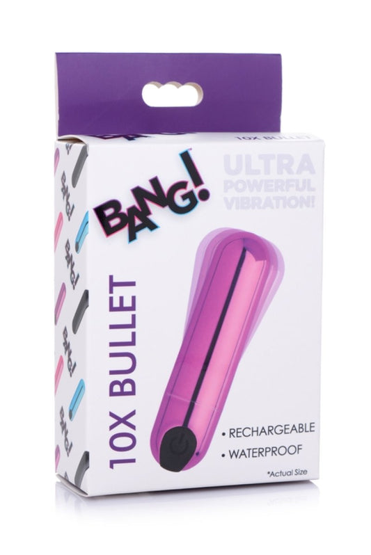 Bang! 10X Rechargeable Vibrating Metallic Bullet - Purple XR Brands
