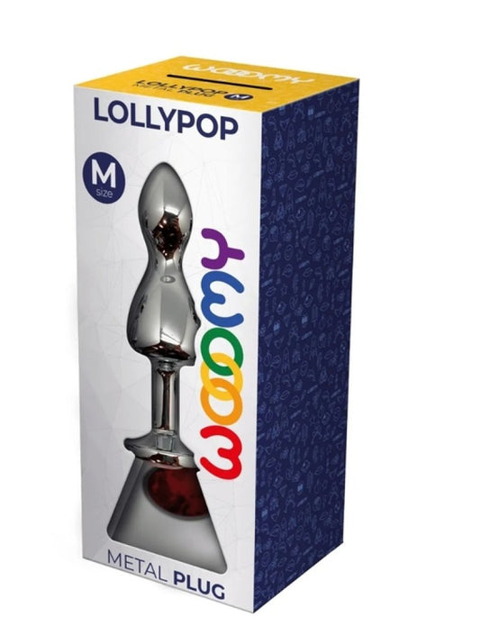 Wooomy Lollypop Double Ball Metal Butt Plug Red Medium - ClubX Australia