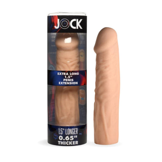 Jock Extra Long 1.5" Penis Extension Sleeve- Light Cock Ring Curve Toys