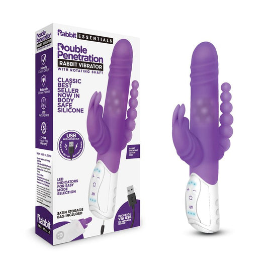 Rabbit Essentials Rechargeable Double Penetration Rabbit - Purple Electric Eel, Inc